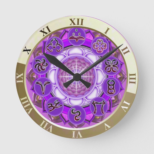 Die Krone Chakra Mandala Runde Wanduhr (Vorderseite)