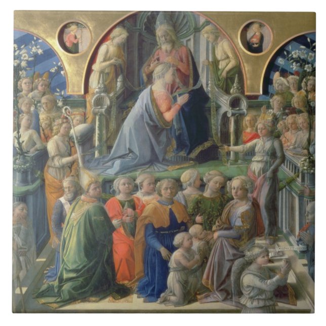 Die Krönung der Jungfrau, 1441-7 (Tempera auf p Fliese (Vorderseite)