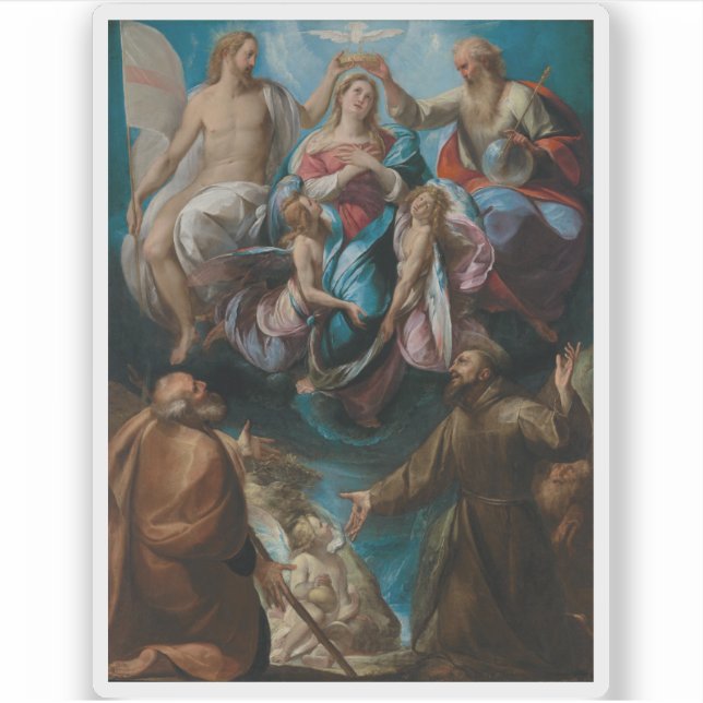 Die Krönung der Jungfrau mit Joseph&Francis Aufkleber (Vorderseite)