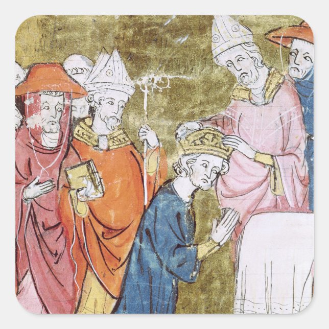 Die Krönung des Kaisers Charlemagne Quadratischer Aufkleber (Vorderseite)
