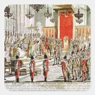 Die Krönung von Leopold II in Bratislava Quadratischer Aufkleber