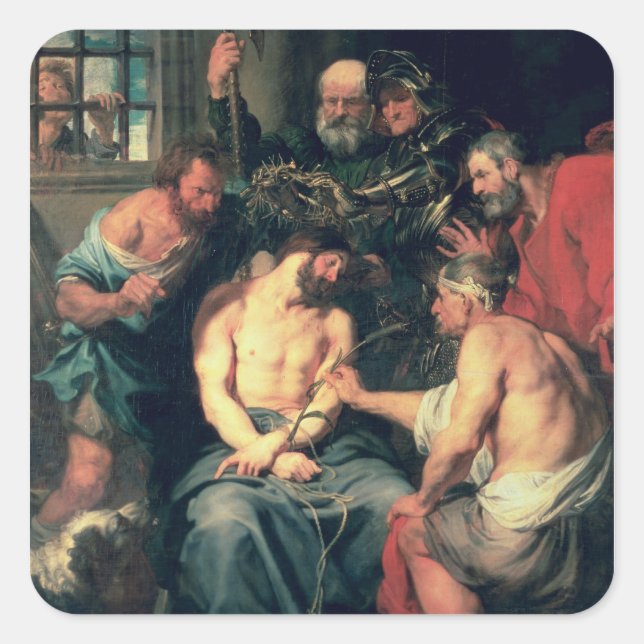 Die Krönung von Thorns 1618-20 Quadratischer Aufkleber (Vorderseite)