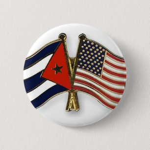 Die kubanische Flagge und die amerikanische Flagge Button