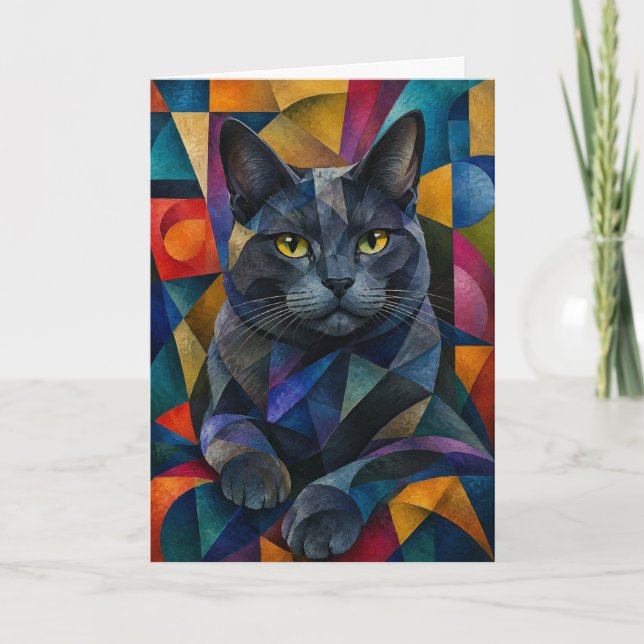Die kubistische Katze Karte (Vorderseite)
