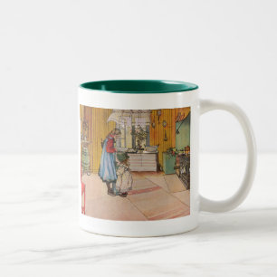 Die Küche durch Carl Larsson-Kunst-Druck Zweifarbige Tasse