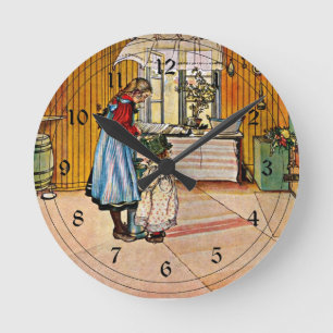 Die Küche von Carl Larsson Runde Wanduhr