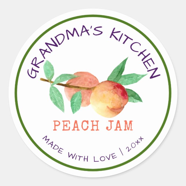 Die Küche von Oma aus Liebe Peach Jam Runder Aufkleber (Vorderseite)