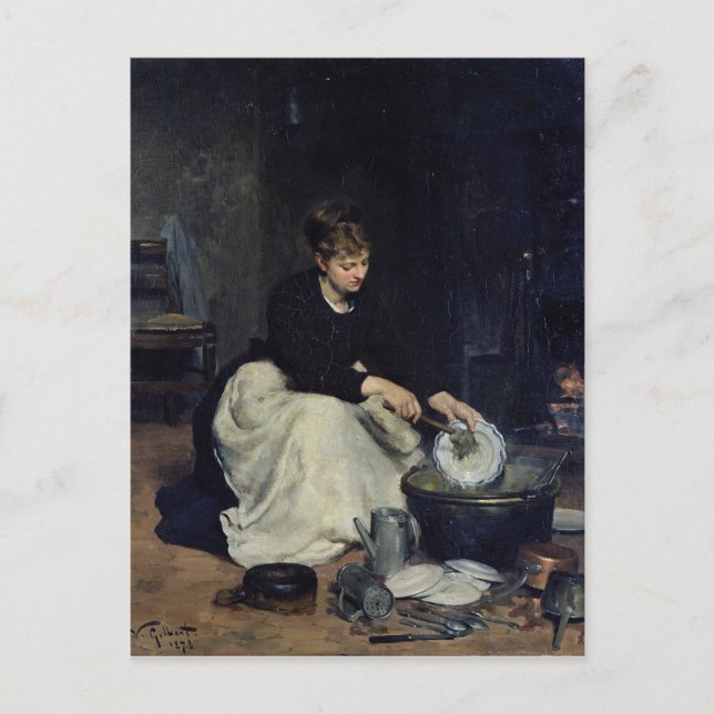 Die Küchenmädchen waschen Postkarte (Vorderseite)