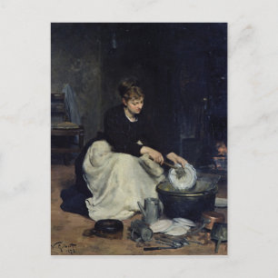 Die Küchenmädchen waschen Postkarte