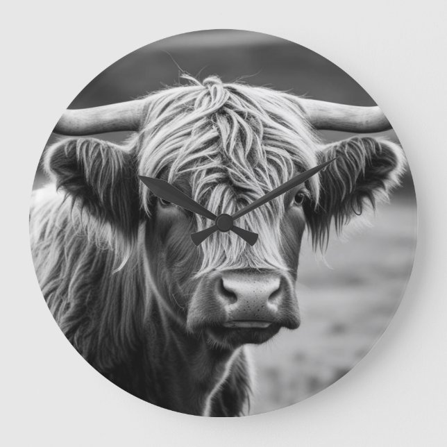 Die Kuh im Hochland Große Wanduhr (Vorderseite)