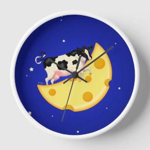 Die Kuh sprang über den Käse-Mond-Kinderzimmer-Rhy Uhr