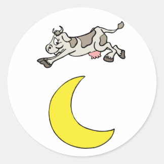Die Kuh sprang über den Mond Runder Aufkleber