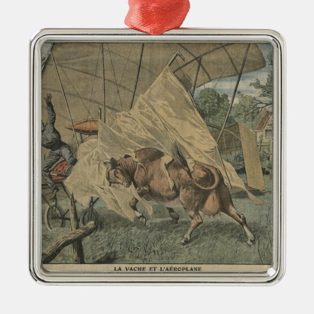 Die Kuh und das Flugzeug Silbernes Ornament (Vorne)