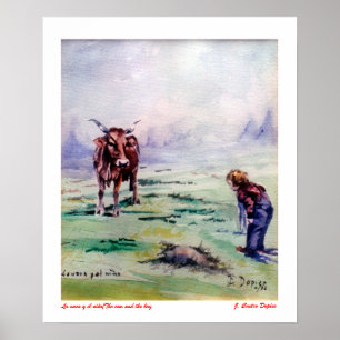 Die Kuh und das Kind/The gehe ich cow and the Poster