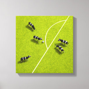 Die Kühe, die Fußball spielen Leinwanddruck