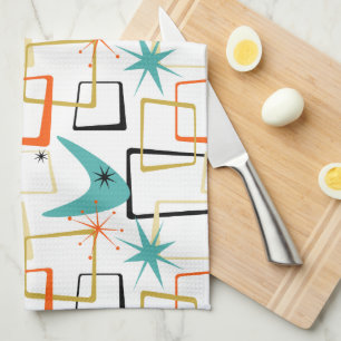 Die kühlen Atomstars Boomerang Quadrate Mitte des  Geschirrtuch