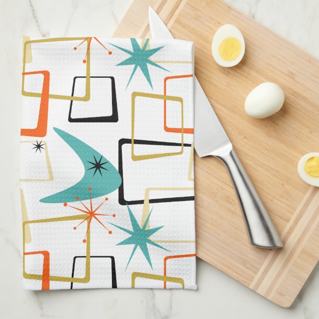 Die kühlen Atomstars Boomerang Quadrate Mitte des  Geschirrtuch (Viertel Falte)