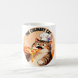 Die kulinarische Katze mit Pizza-Katze-Koch, der P Kaffeetasse