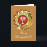 Die kundenspezifische dekorative Türkei Menorah Feiertagskarte<br><div class="desc">Dekorativer wunderlicher Erntedanktruthahn mit einem Chanukka menorah. Personifizieren Sie den vorderen Gruß und die Inneremitteilung für eine einzigartige Thanksgivukkah Karte! © StudioMetzger.com unter Verwendung Bilder © GraphicMarket. Alle Rechte vorbehalten.</div>