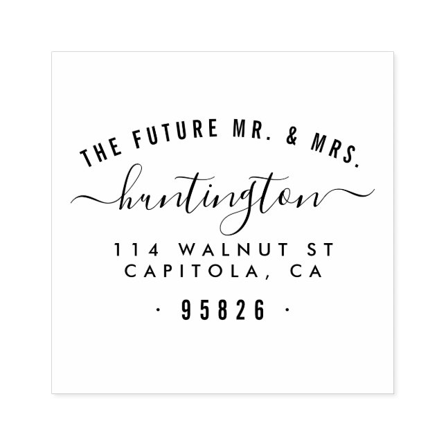 Die künftige Rücksendeadresse von Mr. & Mrs. Typog Gummistempel (Prägung)