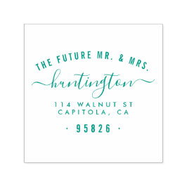 Die künftige Rücksendeadresse von Mr. & Mrs. Typog Permastempel