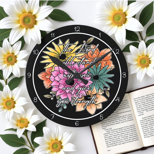 Die Kunst der Blumen 'Der Herr wird mit dir stehen Runde Wanduhr (Von Creator hochgeladen)