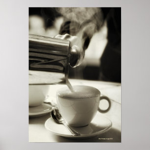 Die Kunst der Kaffeezubereitung / das Hinzufügen g Poster