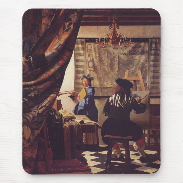 Die Kunst der Malerei von Johannes Vermeer Mousepad (Vorne)