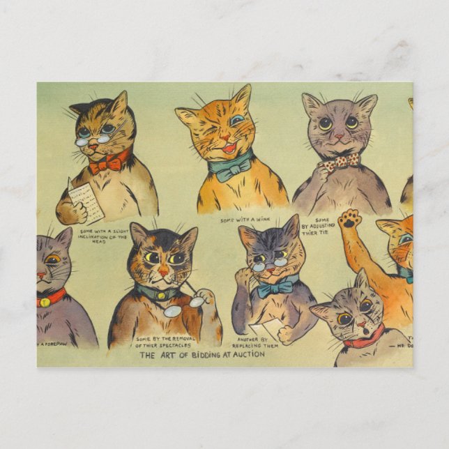 Die Kunst des Auktionierens von Louis Wain Postkarte (Vorderseite)