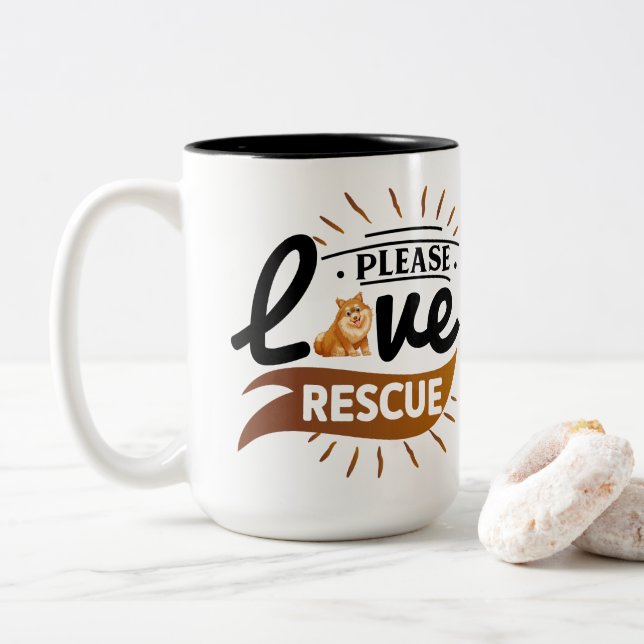 Die Kunst des positiven Hundes | Motivierend Angeb Zweifarbige Tasse (Mit Donut)