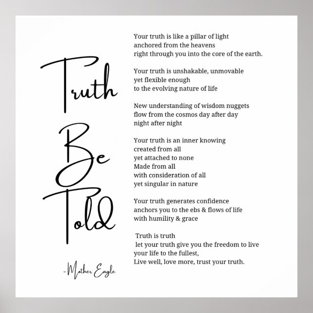 Die Kunst des Poster-Poster-Designs von Truth Be T Poster (Vorne)