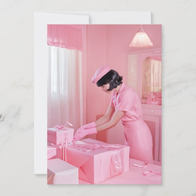 Die Kunst des rosa Geschenkes Einladung (Vorderseite)