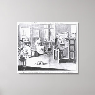 Die Kunst des Strumpf-Rahmen-Arbeit-Strickens Leinwanddruck