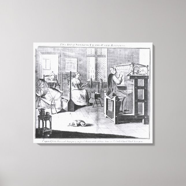 Die Kunst des Strumpf-Rahmen-Arbeitens Leinwanddruck (Vorderseite)