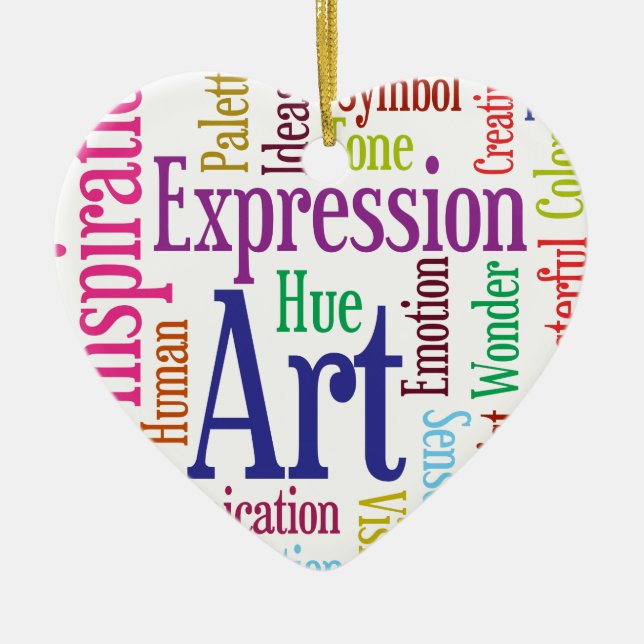 Die Kunst-und die Inspirations-Wort-Wolke der Keramik Ornament (Vorne)