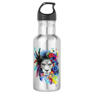 Die Kunst zeichne Poster, wie der Löwe gemalt wird Edelstahlflasche