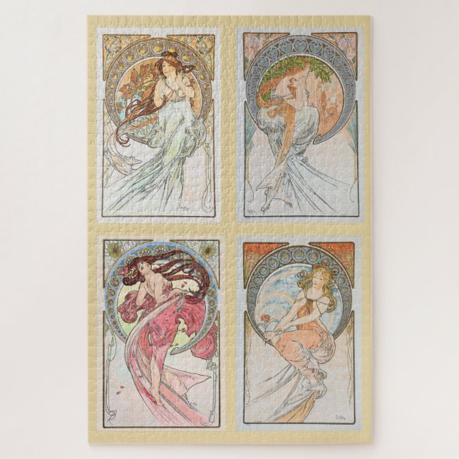 Die Künste 1898 von Alphonse Mucha Puzzle (Vertikal)