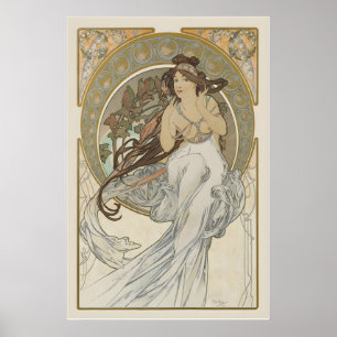 Die Künste Musik897 Vintage Poster von Alphonse Mu