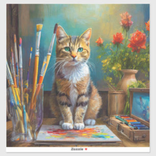 Die künstlerische Katze Aufkleber