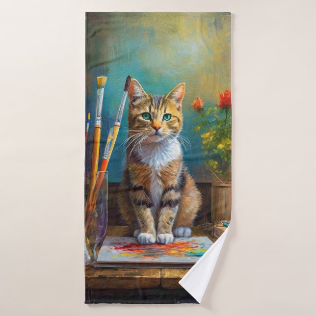 Die künstlerische Katze Badehandtuch (Badehandtuch)