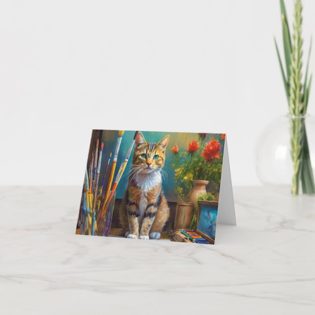 Die künstlerische Katze Dankeskarte (Vorderseite)