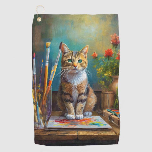 Die künstlerische Katze Golfhandtuch (Vorderseite)