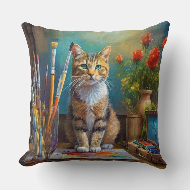 Die künstlerische Katze Kissen (Vorderseite)