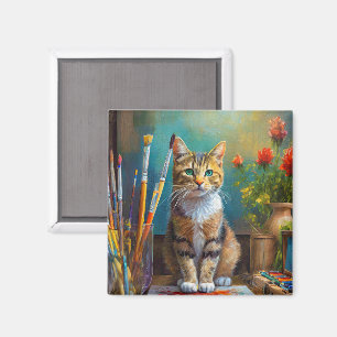 Die künstlerische Katze Magnet
