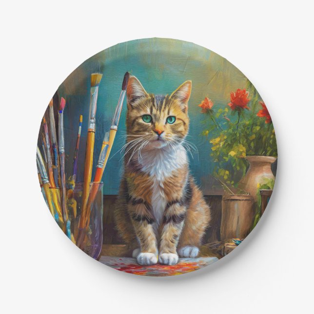 Die künstlerische Katze Pappteller (Vorderseite)