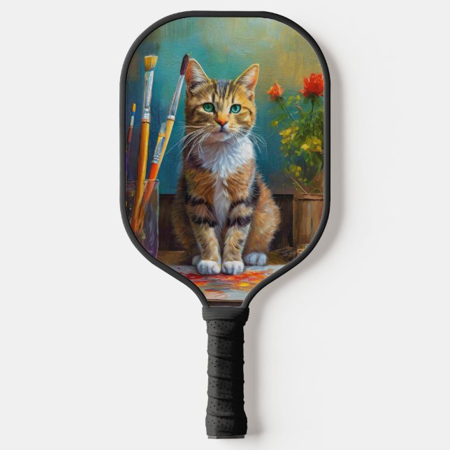 Die künstlerische Katze Pickleball Schläger (Vorderseite)