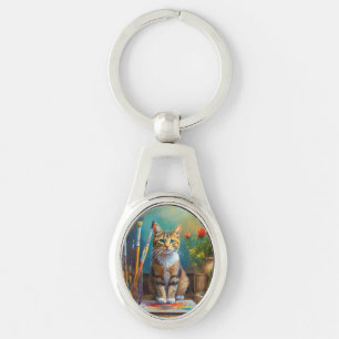Die künstlerische Katze Schlüsselanhänger
