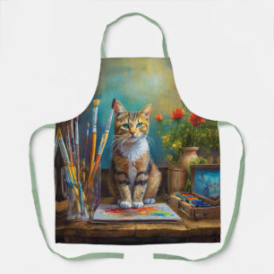 Die künstlerische Katze Schürze