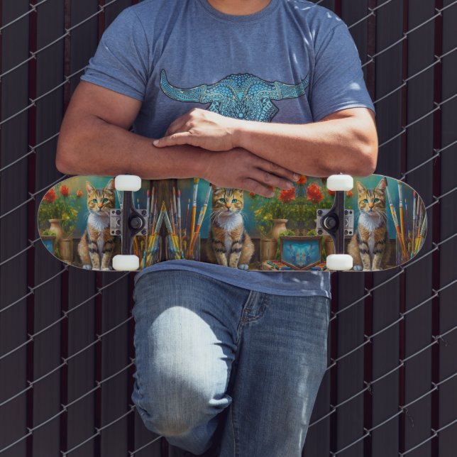 Die künstlerische Katze Skateboard (Außenbereich 3)