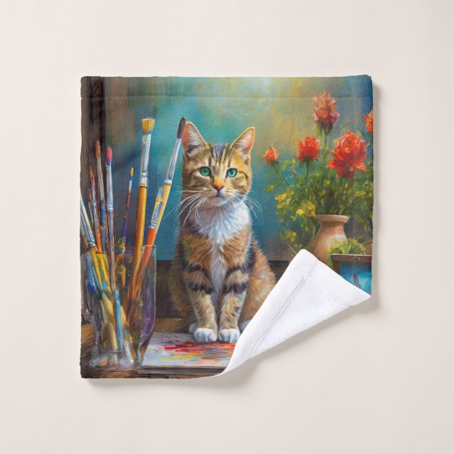 Die künstlerische Katze Waschlappen (Waschlappen)